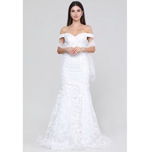 🆕NWT WHITE WEDDING Off the Shoulder Mermaid GOWN
